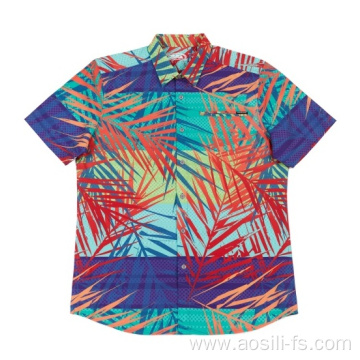 New Design Men's woven poly spandex shirt